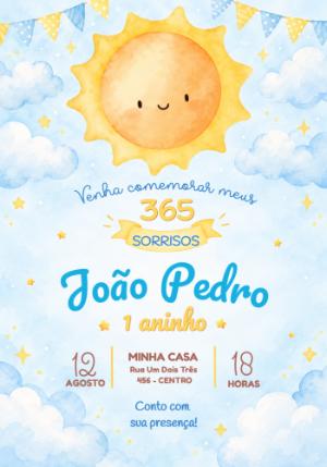 Convite 1º Aninho 365 Sorrisos Volta ao Sol para Editar