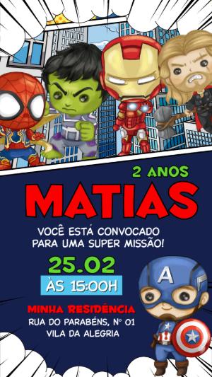Convite de Aniversário Vingadores Baby Editável Online