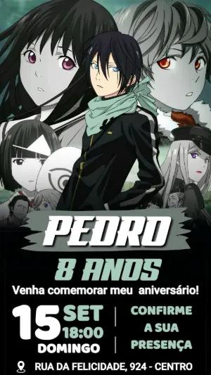 Convite de Aniversário Noragami: Modelo Digital para Editar