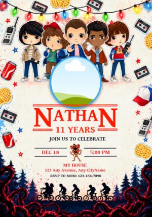 Stranger Things Birthday Invitation with Photo - Editable Template