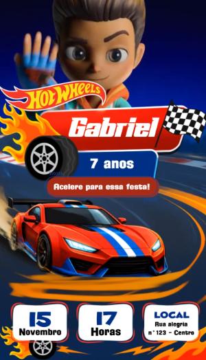 Vídeo Convite de Aniversário Hot Wheels para Editar Online