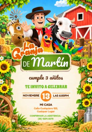 Invitación Editable de Cumpleaños de La Granja de Zenón