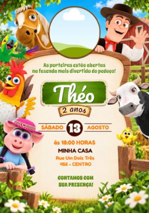 Convite Aniversário A Fazenda do Zenon com Foto para Editar