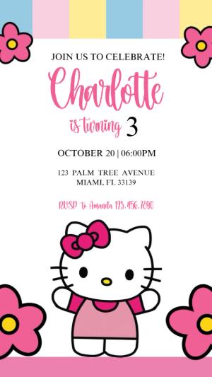 Animated Hello Kitty Birthday Invitation | Editable Video Template