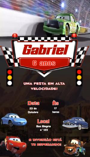 Convite Animado Carros: Vídeo de Aniversário Editável