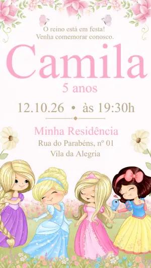 Convite de Aniversário Princesas Baby para Editar Online