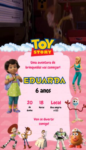 Convite Animado Toy Story para Aniversário Infantil Editável