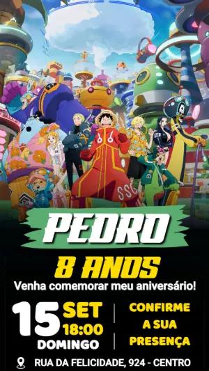 Convite de Aniversário One Piece: Tripulação em Egghead para Editar