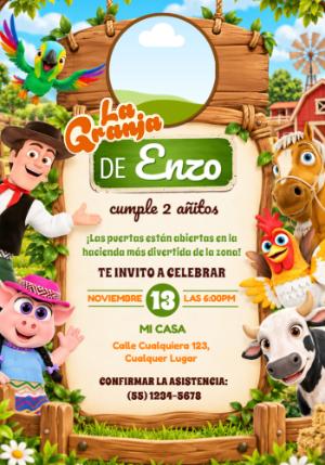 Invitación de Cumpleaños La Granja de Zenón para Editar
