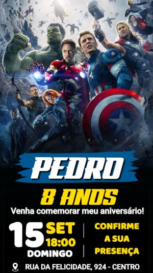 Convite de Aniversário Vingadores: Modelo Digital para Editar