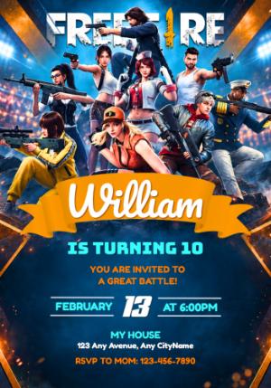 Editable Free Fire Birthday Invitation Template