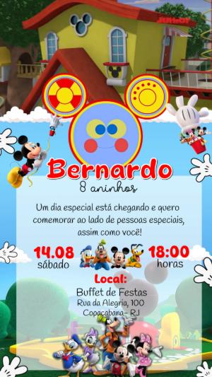 Vídeo Convite A Casa do Mickey Mouse para Editar Online