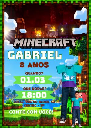 Convite Animado Minecraft: Vire o Steve com sua Foto por IA