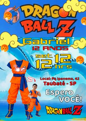 Convite Animado Dragon Ball Z: Vire o Goku com sua Foto IA Editável!