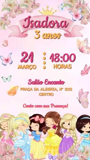 Convite de Aniversário Princesas Disney Editável