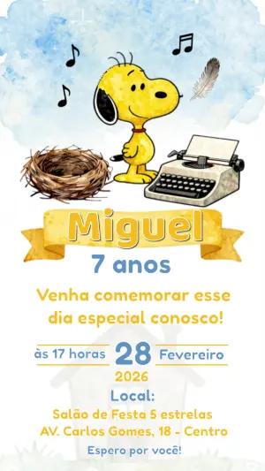 Convite de Aniversário Woodstock Aquarela Modelo Editável
