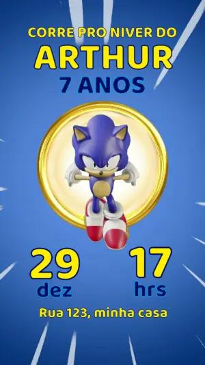 Convite Animado de Aniversário Sonic para Editar