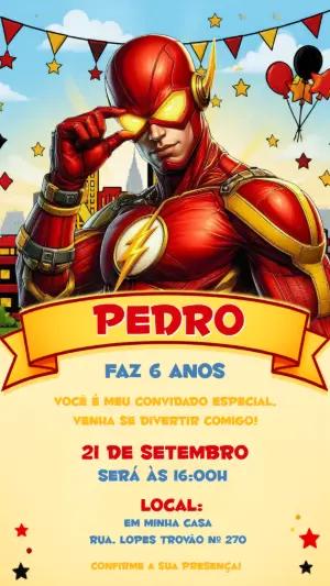 Convite de Aniversário The Flash Editável para Festa Infantil