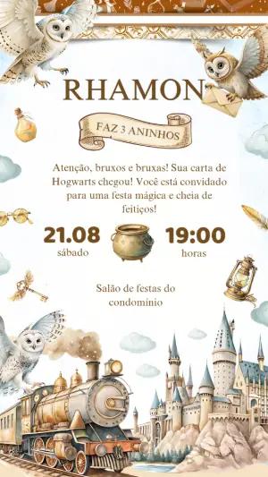 Convite de Aniversário Harry Potter Editável Online