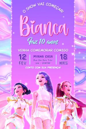 Convite de Aniversário Guerreiras do Kpop Modelo Editável
