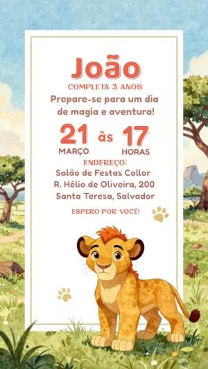 Convite Digital Aniversário Infantil Tema Guarda do Leão Editável