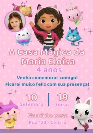 Convite A Casa Mágica da Gabby com Foto para Editar Online