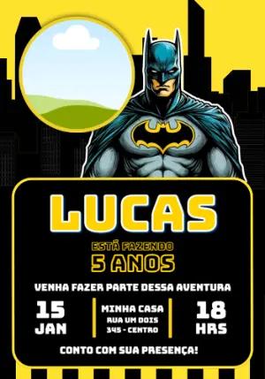 Convite de Aniversário Batman Estilo Quadrinhos para Editar