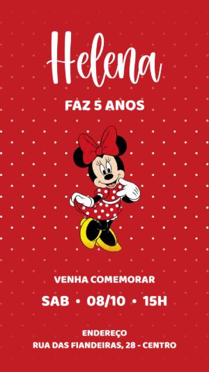 Convite de Aniversário Minnie Vermelha Poá para Editar