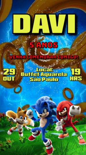 Vídeo Convite de Aniversário Sonic e Amigos Editável