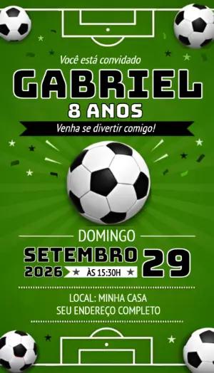 Convite de Aniversário Futebol Digital para Editar e Enviar