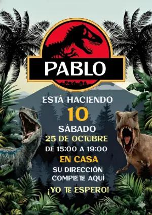 Invitación de Cumpleaños Jurassic Park para Editar Online