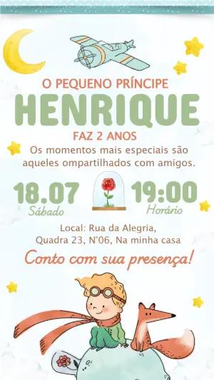 Convite de Aniversário Pequeno Príncipe Infantil Editável