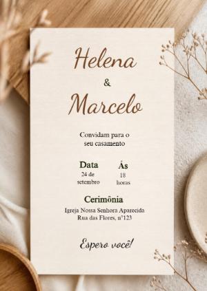 Convite de Casamento Rústico Elegante para Editar Online
