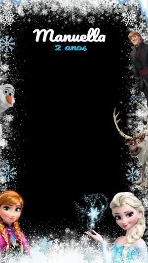 Moldura de Aniversário Frozen para Foto Modelo Digital Editável