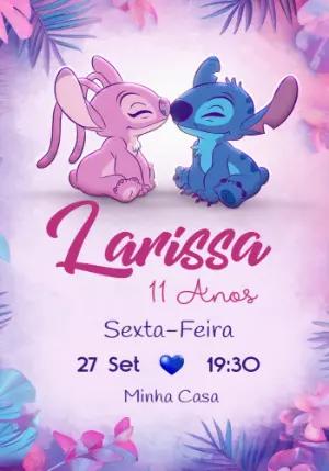 Convite Aniversário Angel & Stitch para Editar Online