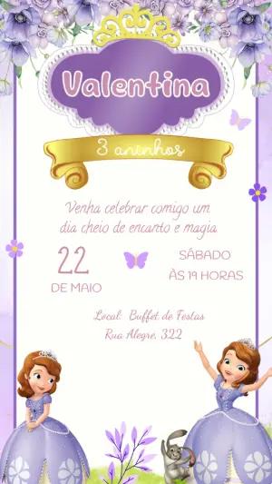 Convite de Aniversário Princesa Sofia Editável