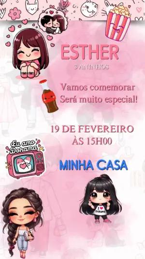 Convite Animado Aniversário Dorama para Editar Online
