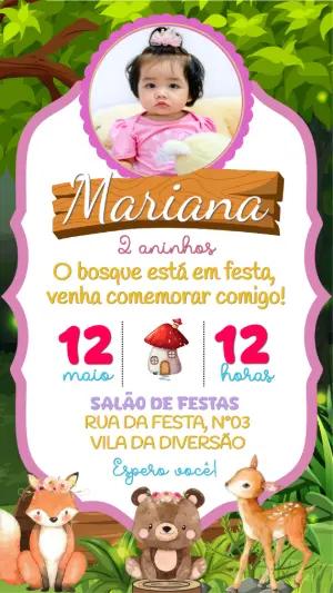 Convite de Aniversário Bosque Encantado com foto