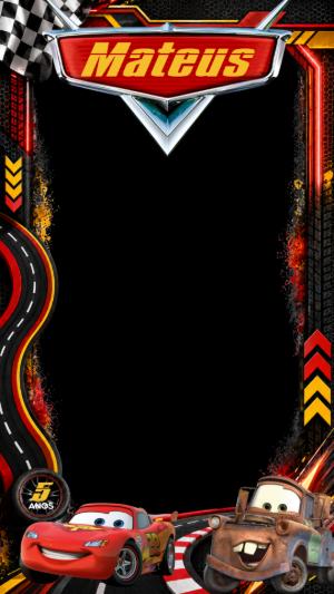 Moldura Story Aniversário Carros Relâmpago McQueen Editável