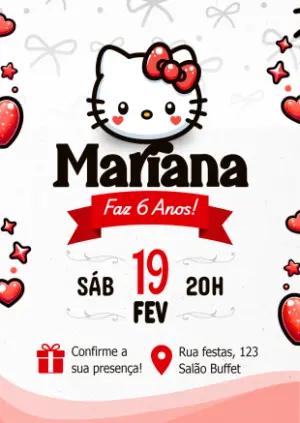 Convite de Aniversário Hello Kitty para Editar Online
