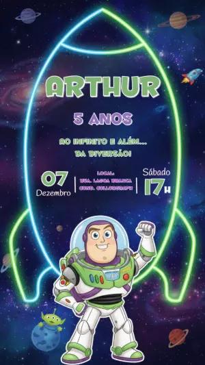 Convite de Aniversário Buzz Lightyear Espacial para Editar