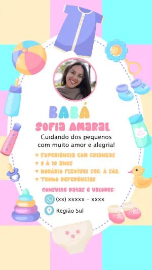 Cartão Digital de Babá com Ícones Infantis para Editar Online