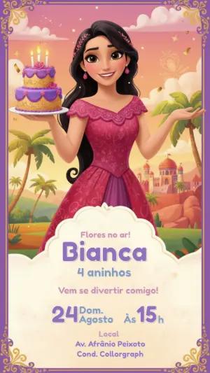 Convite Digital Aniversário Princesa Tropical para Editar