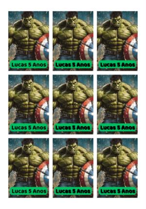 Tag de Aniversário Hulk para Editar e Imprimir Online