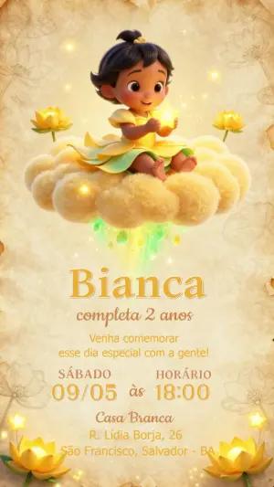 Convite Digital Aniversário Princesa Tiana Delicado para Editar