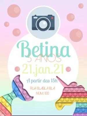 Convite de Aniversário Pop It com Foto para Editar Online