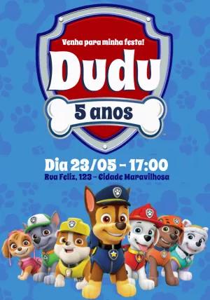 Convite Aniversário Patrulha Canina com a Turma para Editar