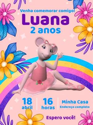 Convite Aniversário Angelina Bailarina para Editar Online