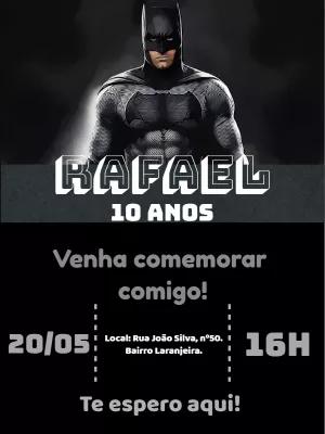 Convite de Aniversário Batman para Editar Online