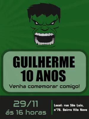 Convite de Aniversário Incrível Hulk para Editar Online